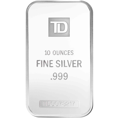 A picture of a 10 oz. TD Silver Bar